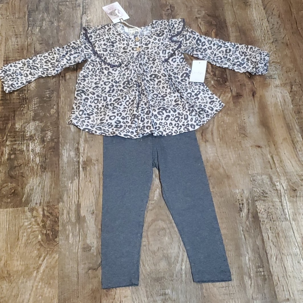 NWT 3T Toddler Girl Jessica Simpson Leopard outfit - Picture 13 of 14